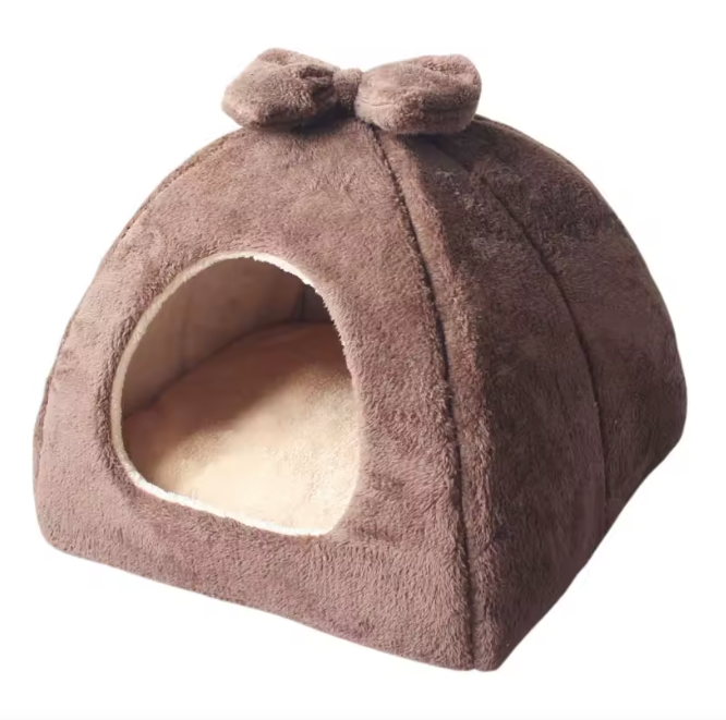 Warm Winter Foldable Pet House Brown