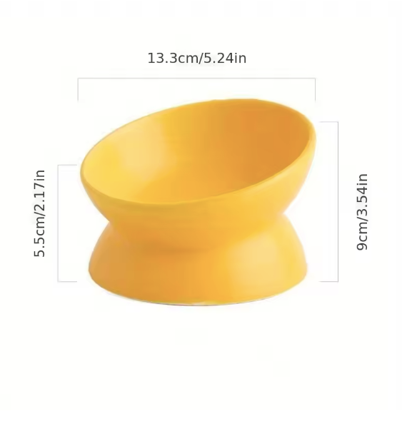 PurrEase Ceramic Raised Pet Bowl Yellow