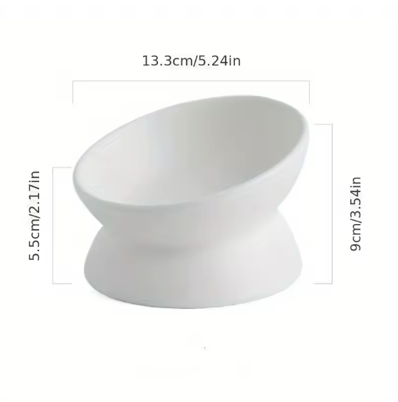 PurrEase Ceramic Raised Pet Bowl White