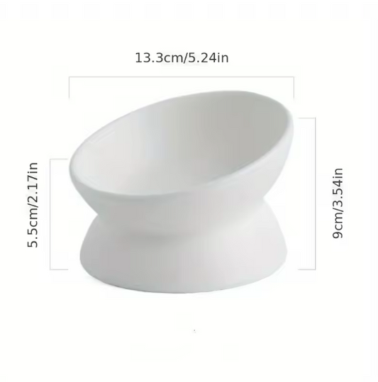 PurrEase Ceramic Raised Pet Bowl White