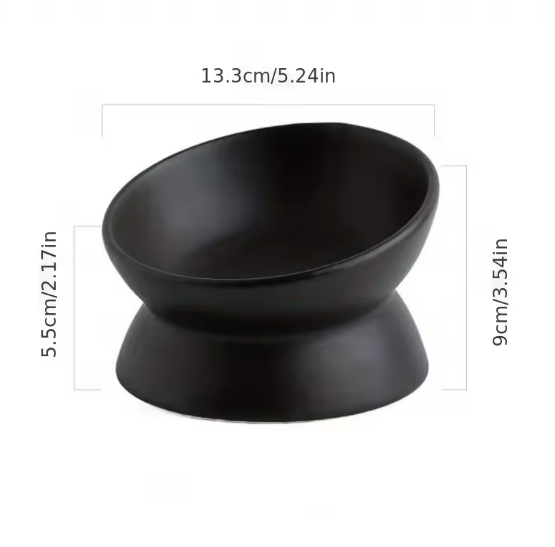 PurrEase Ceramic Raised Pet Bowl Black