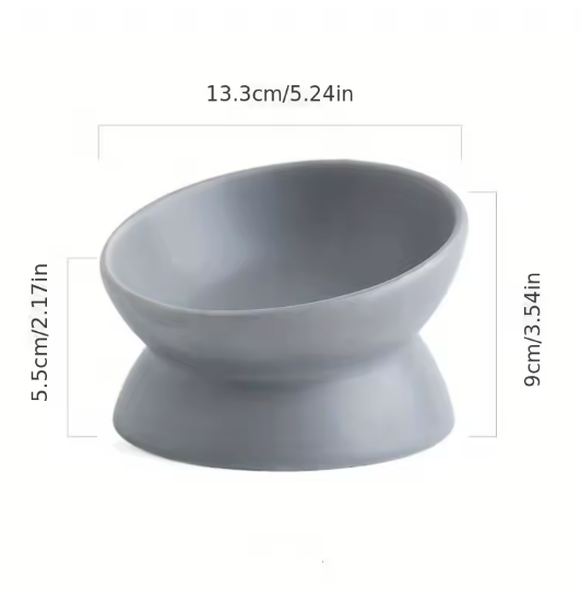 PurrEase Ceramic Raised Pet Bowl Grey