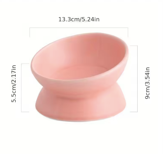 PurrEase Ceramic Raised Pet Bowl Pink