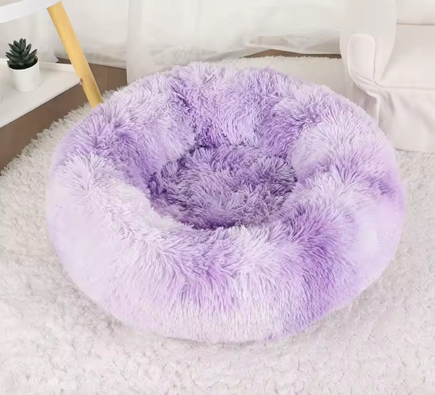 Donut Pet Bed Purple & White