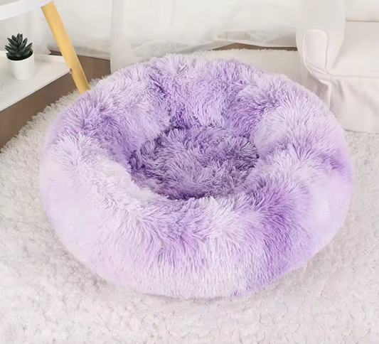 Donut Pet Bed Purple & White